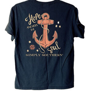 SIMPLY SOUTHERN "Hope Anchors The Soul" Graphic w/Boat Anchor Blue Medium TShirt
